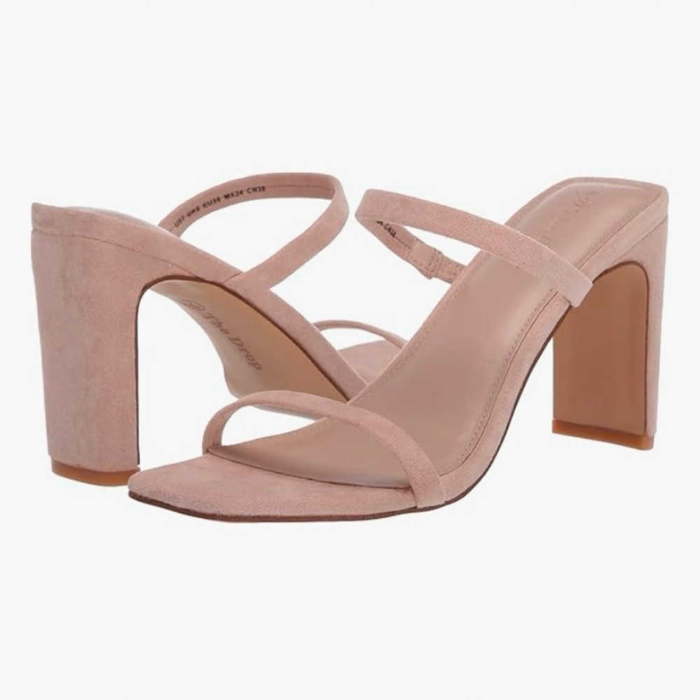 NWT Microsuade Pink Square Toe Open Back Heels from the Drop | Size 7